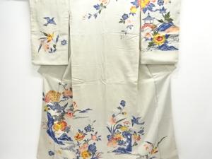 アンティーク　本場琉球紅型　牡丹に鳳凰模様着物(材料)